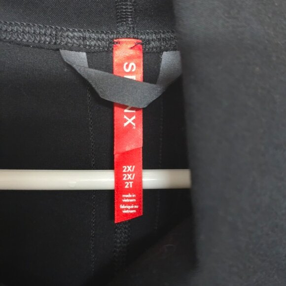 Spanx Faux Leather Drape Front Jacket Very Black Edgy Motorcycle Gothic Coat 2X - Picture 10 of 12